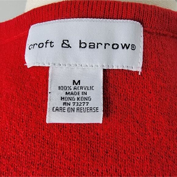 ☃️❄️ Red Holiday Embroidered Ugly Christmas Sweater Button Up Vest Size Medium - Picture 8 of 9